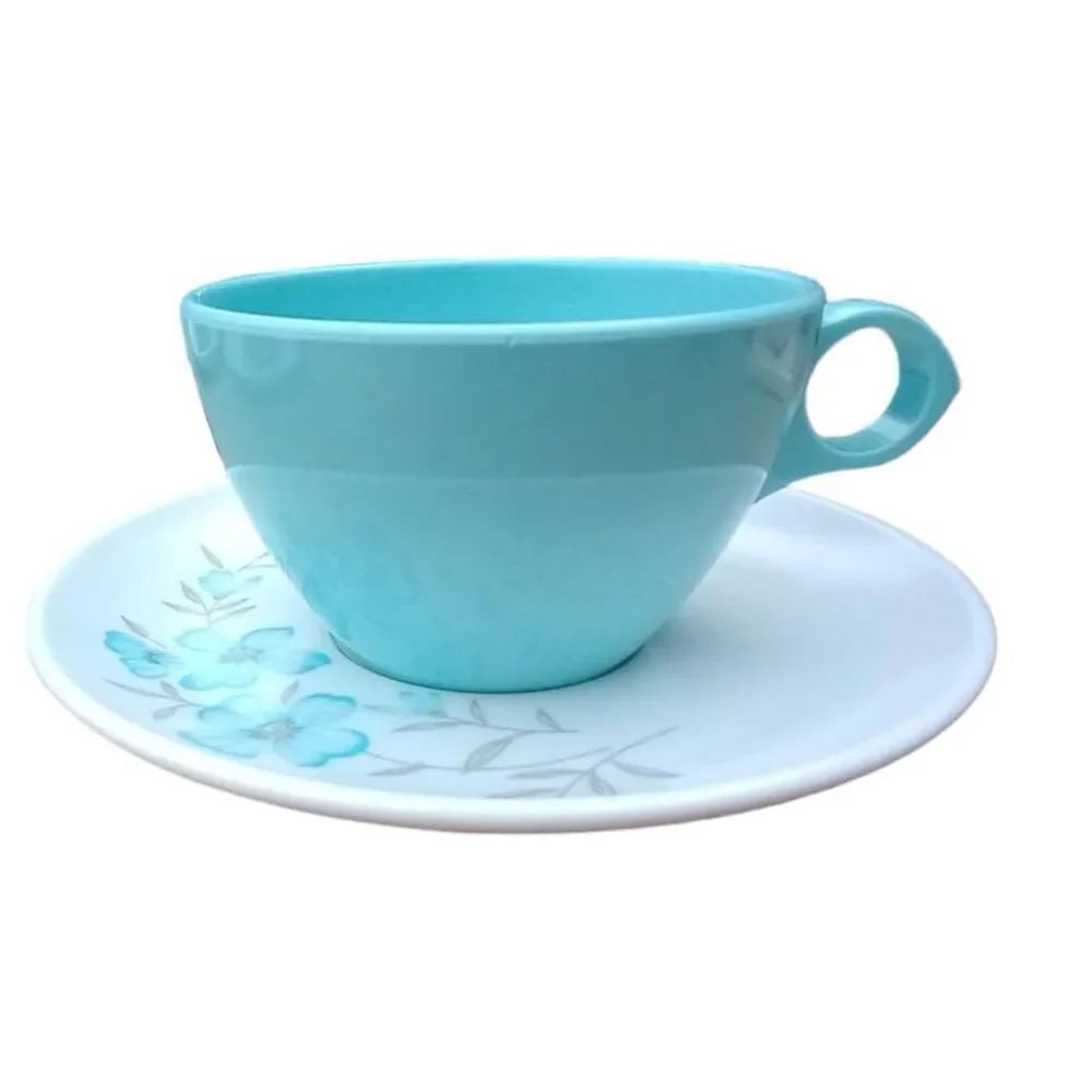 Vintage Windsor melmac, set of four with creamer and sugar dishes. Robin blue vi - Picture 3 of 7